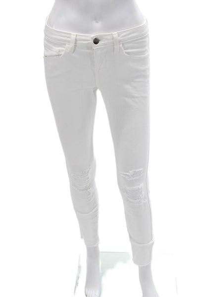 L'Agence Womens Ankle Skinny Jeans White Mid Rise 26in Size 25