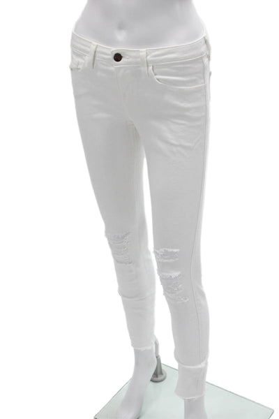 L'Agence Womens Ankle Skinny Jeans White Mid Rise 26in Size 25