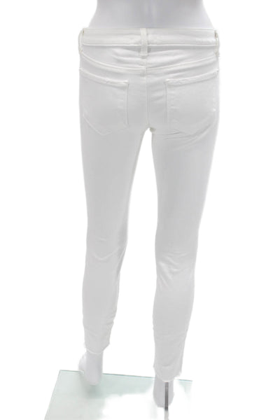 L'Agence Womens Ankle Skinny Jeans White Mid Rise 26in Size 25