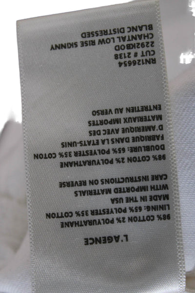 L'Agence Womens Ankle Skinny Jeans White Mid Rise 26in Size 25