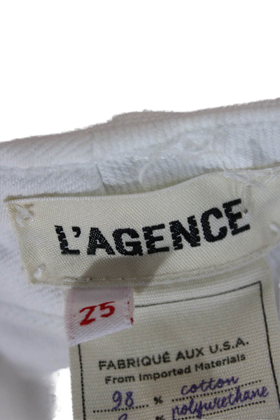 L'Agence Womens Ankle Skinny Jeans White Mid Rise 26in Size 25