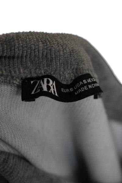 Zara Women Pullover Sweatshirt Gray Crew Neck Long Sleeve Size S
