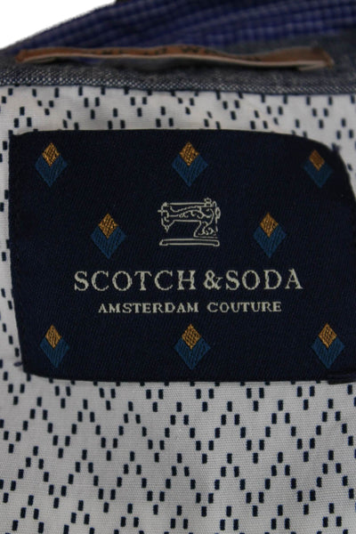 Scotch & Soda Mens Plaid Regular Fit Button Down Shirt Blue Cotton Size Medium