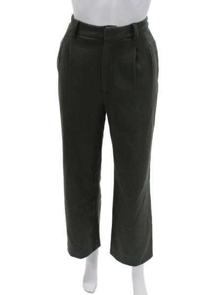 Monrow Womens Cropped Dress Pants Dark Gray Zip 26 Inseam Size XS