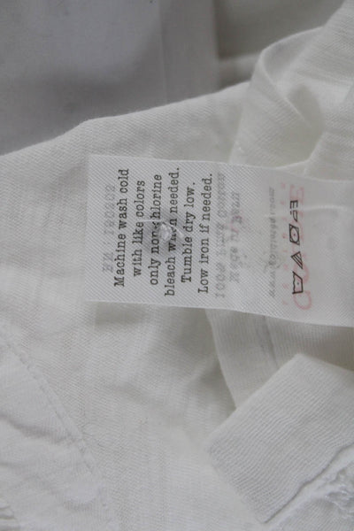 Goldie Womens Cropped Blouse White High Neck Long Sleeve Pima Cotton Size XS