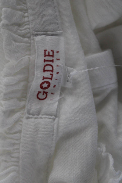 Goldie Womens Cropped Blouse White High Neck Long Sleeve Pima Cotton Size XS
