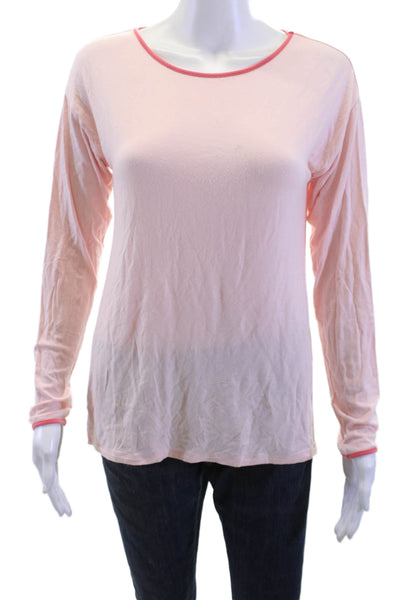 Summersalt Women Ringer Long Sleeve Round Neck Pink T-Shirt Size XS