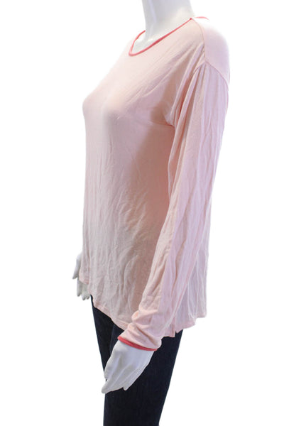 Summersalt Women Ringer Long Sleeve Round Neck Pink T-Shirt Size XS