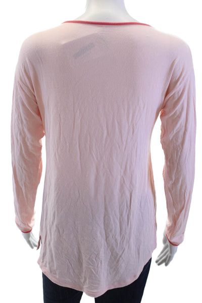 Summersalt Women Ringer Long Sleeve Round Neck Pink T-Shirt Size XS