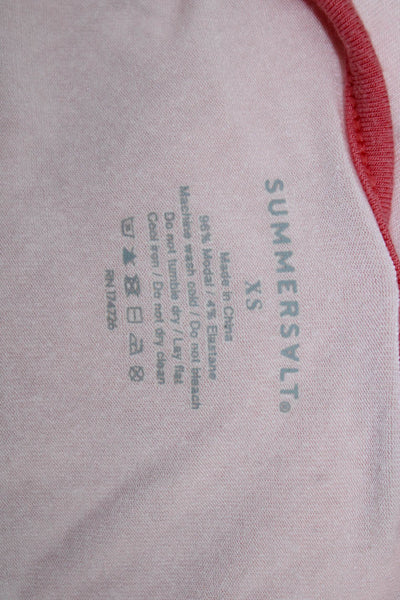 Summersalt Women Ringer Long Sleeve Round Neck Pink T-Shirt Size XS