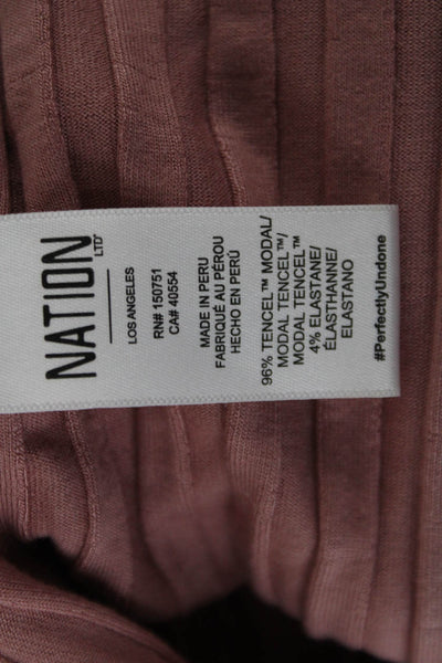 Nation LTD Womens Pink Striped Cropped Tank Round Neck Sleeveless Size S