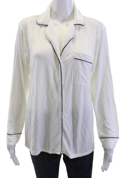 Eberjey Women White Sleep Top Long Sleeve Modal Spandex Size XS