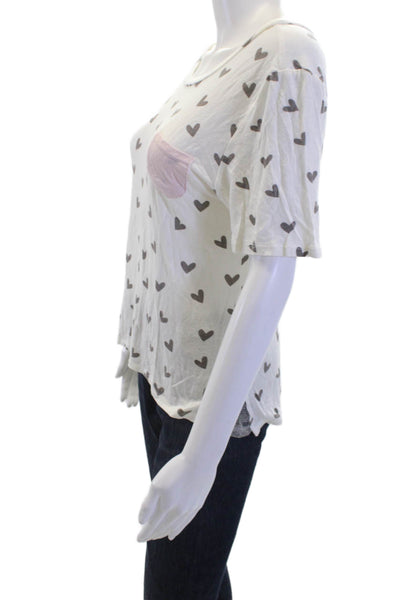 Honeydew Womens Heart Print Short Sleeve Pajama Top White Size XS