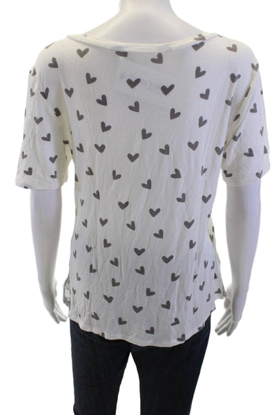 Honeydew Womens Heart Print Short Sleeve Pajama Top White Size XS