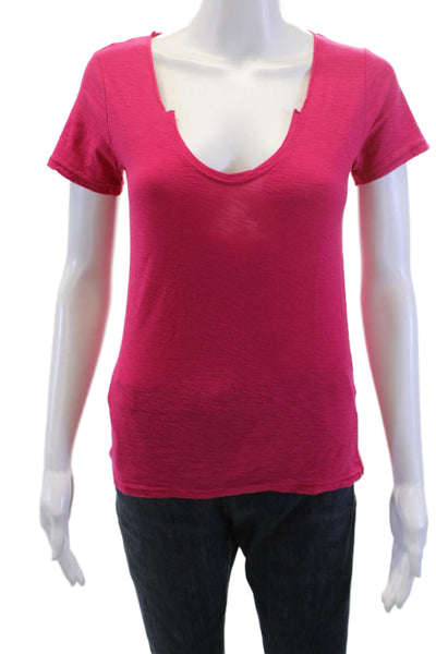 Nation LTD Women Basic T-Shirt Red Short Sleeve 100% Pima Cotton Size XS