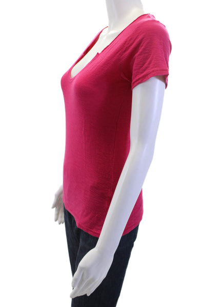 Nation LTD Women Basic T-Shirt Red Short Sleeve 100% Pima Cotton Size XS