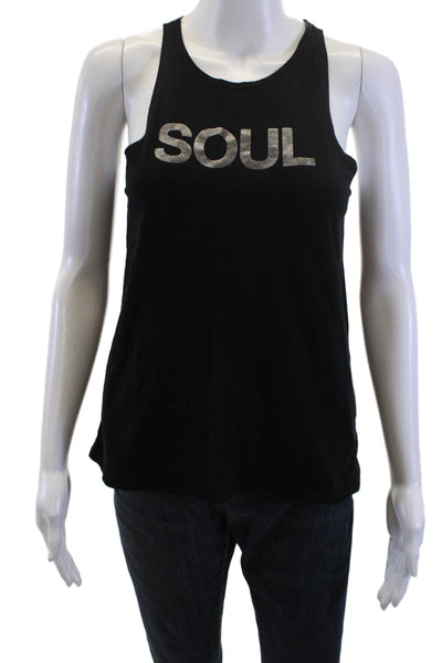 Soul Cycle Women Basic Black Cotton Modal Crew Neck Tank Sleeveless Size XS
