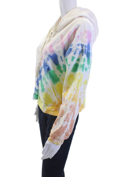Electric & Rose Womens Full-Zip Hoodie White Long Sleeve Pima Modal Size XS