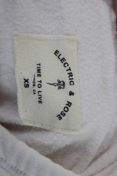 Electric & Rose Womens Full-Zip Hoodie White Long Sleeve Pima Modal Size XS
