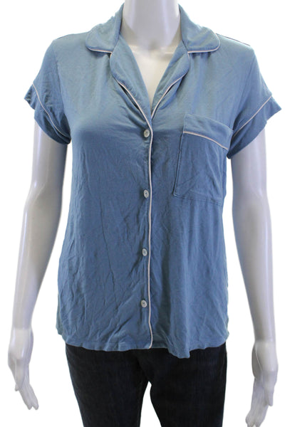 Eberjey Womens Sleep Top Short Sleeve Blue Size XS