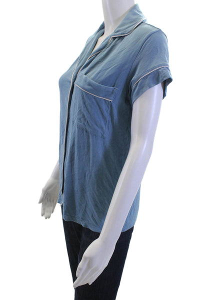 Eberjey Womens Sleep Top Short Sleeve Blue Size XS