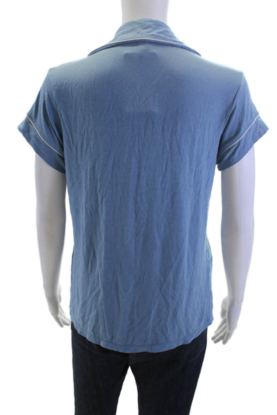 Eberjey Womens Sleep Top Short Sleeve Blue Size XS