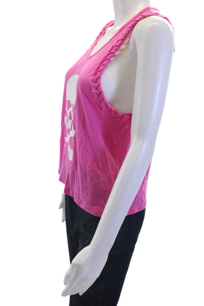 Soul Cycle Womens Sleeveless Cropped Tank Pink Skull Graphic Size XS
