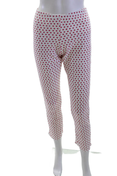 Roberta Roller Rabbit Women Cropped White Pima Cotton Heart Leggings Size XS