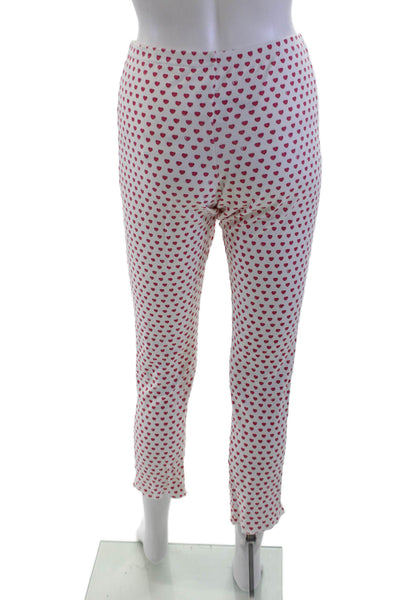Roberta Roller Rabbit Women Cropped White Pima Cotton Heart Leggings Size XS