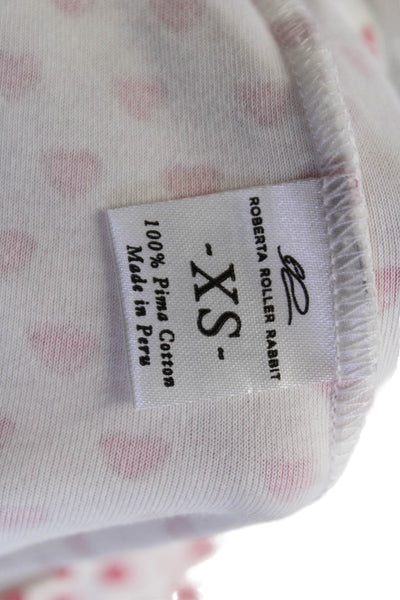 Roberta Roller Rabbit Women Cropped White Pima Cotton Heart Leggings Size XS