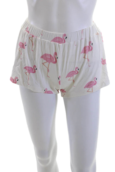 Stripe & Stare Unisex White Bird Animal Print Modal Elastane Shorts Size S