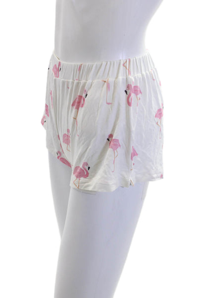 Stripe & Stare Unisex White Bird Animal Print Modal Elastane Shorts Size S