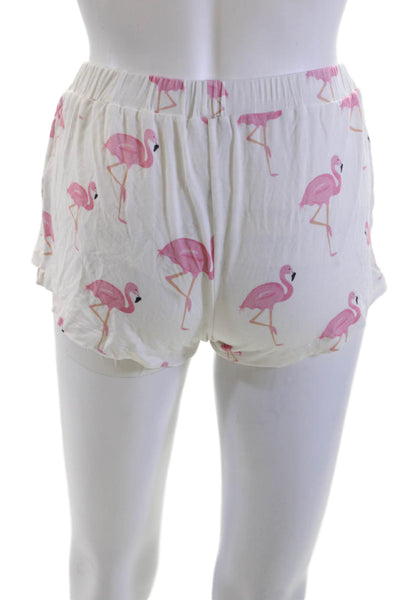 Stripe & Stare Unisex White Bird Animal Print Modal Elastane Shorts Size S