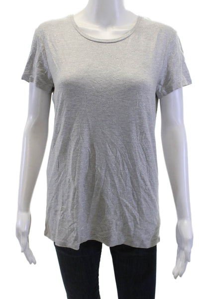 Majestic Filatures Womens Gray Crew Neck Basic T Shirt Short Sleeve Size 4