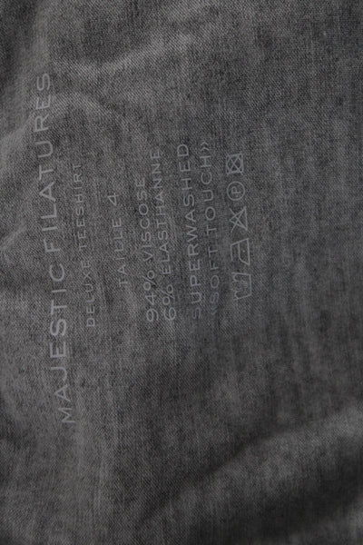 Majestic Filatures Womens Gray Crew Neck Basic T Shirt Short Sleeve Size 4