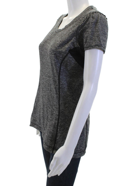 Lululemon Womens Crew Neck Ruffle Detail Short Sleeve Active Top Gray Size 8