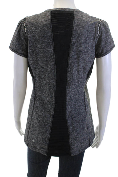 Lululemon Womens Crew Neck Ruffle Detail Short Sleeve Active Top Gray Size 8