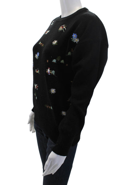 Meister Unisex Pullover Sweater Black Crew Neck Long Sleeve 80s Size S