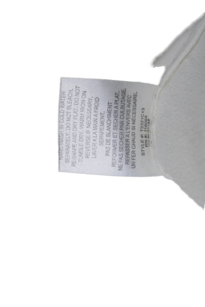 Minnie Rose Womens White Cotton Blend Basic Short Sleeve T-Shirt Size L