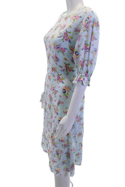 Faithfull The Brand Womens A-Line Sundress Light Blue Floral Rayon Size 6