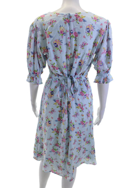 Faithfull The Brand Womens A-Line Sundress Light Blue Floral Rayon Size 6