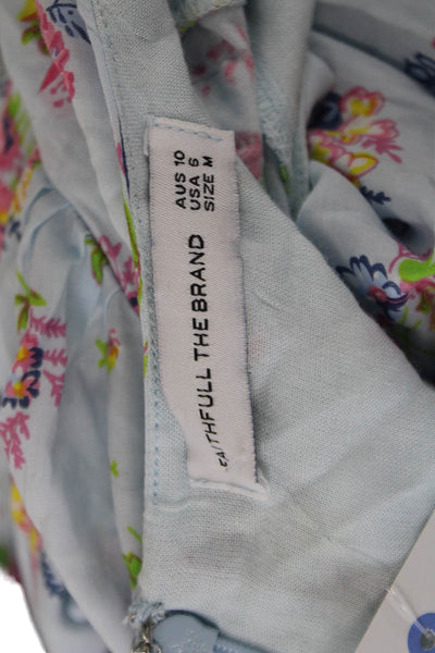 Faithfull The Brand Womens A-Line Sundress Light Blue Floral Rayon Size 6