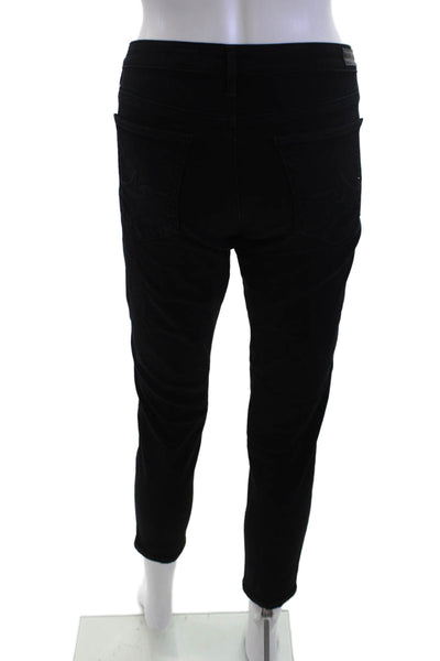 AG Adriano Goldschmied Women Ankle Jeggings High Rise Black Button Size 30