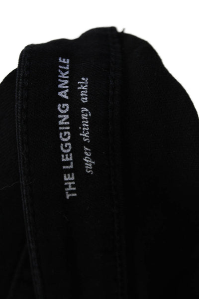 AG Adriano Goldschmied Women Ankle Jeggings High Rise Black Button Size 30