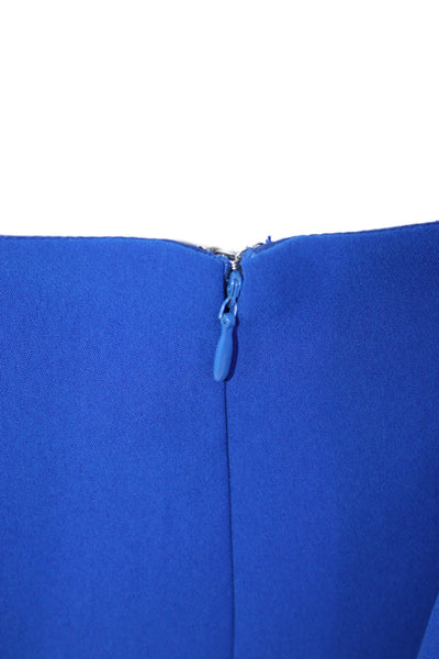 Toccin Women Sheath Dress Blue Long Sleeve Round Neck Button Size 4
