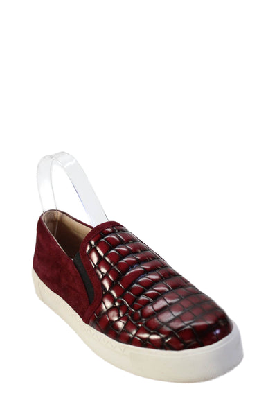 Via Spiga Womens Suede Crocodile Print Slide On Sneakers Red Size 7 Medium