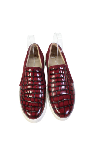 Via Spiga Womens Suede Crocodile Print Slide On Sneakers Red Size 7 Medium