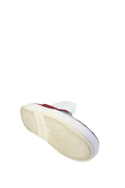 Via Spiga Womens Suede Crocodile Print Slide On Sneakers Red Size 7 Medium