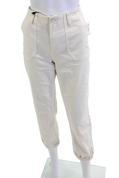 Paige Women Cropped Jogger Pants White Mid Rise Size 30