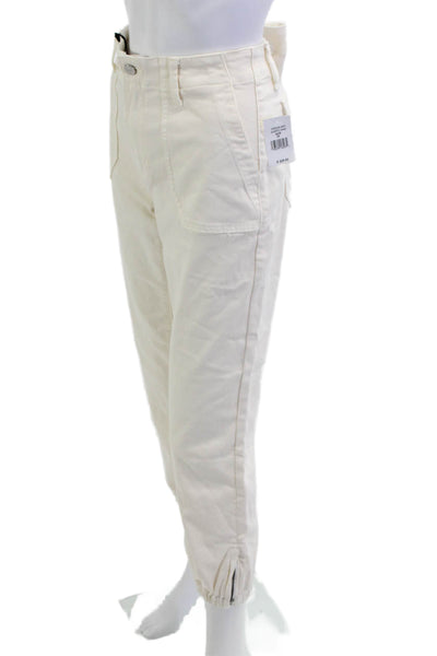 Paige Women Cropped Jogger Pants White Mid Rise Size 30